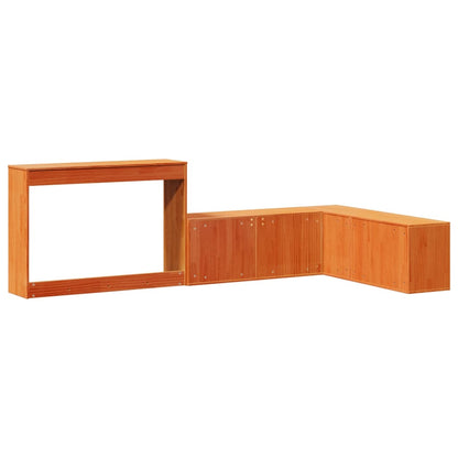 vidaXL Bedside Cabinet with Desk Wax Brown 222x122x75 cm Solid Wood Pine