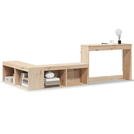 vidaXL Bedside Cabinet with Desk 222x107x75 cm Solid Wood Pine