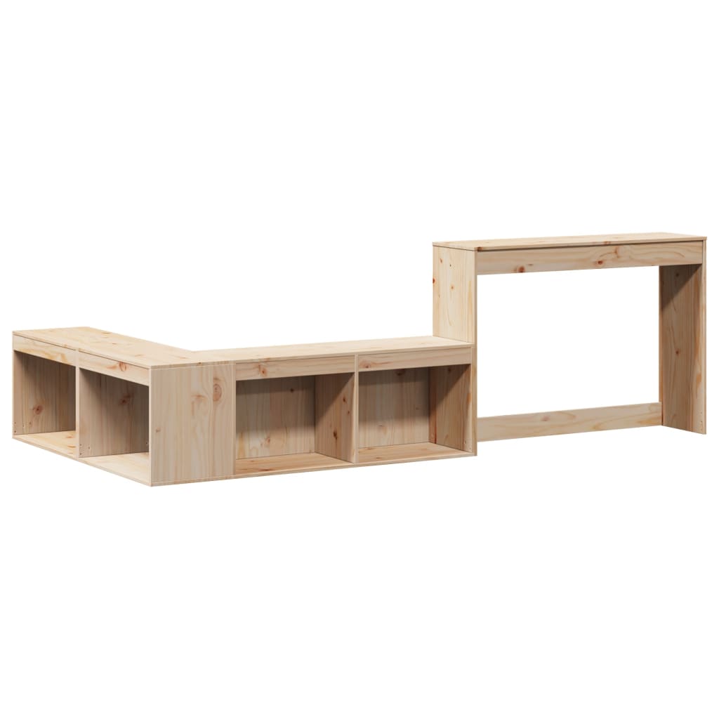 vidaXL Bedside Cabinet with Desk 222x107x75 cm Solid Wood Pine