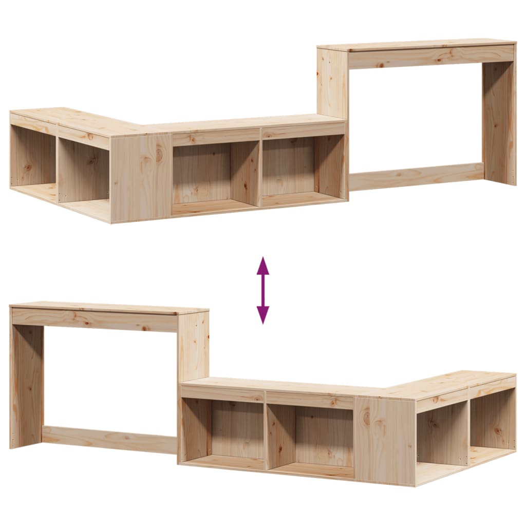 vidaXL Bedside Cabinet with Desk 222x107x75 cm Solid Wood Pine