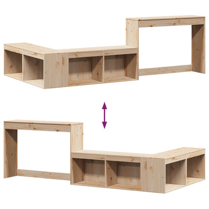 vidaXL Bedside Cabinet with Desk 222x107x75 cm Solid Wood Pine