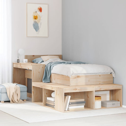 vidaXL Bedside Cabinet with Desk 222x107x75 cm Solid Wood Pine