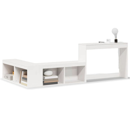 vidaXL Bedside Cabinet with Desk White 232x112x75 cm Solid Wood Pine