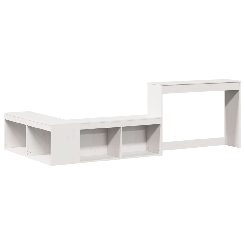 vidaXL Bedside Cabinet with Desk White 232x112x75 cm Solid Wood Pine