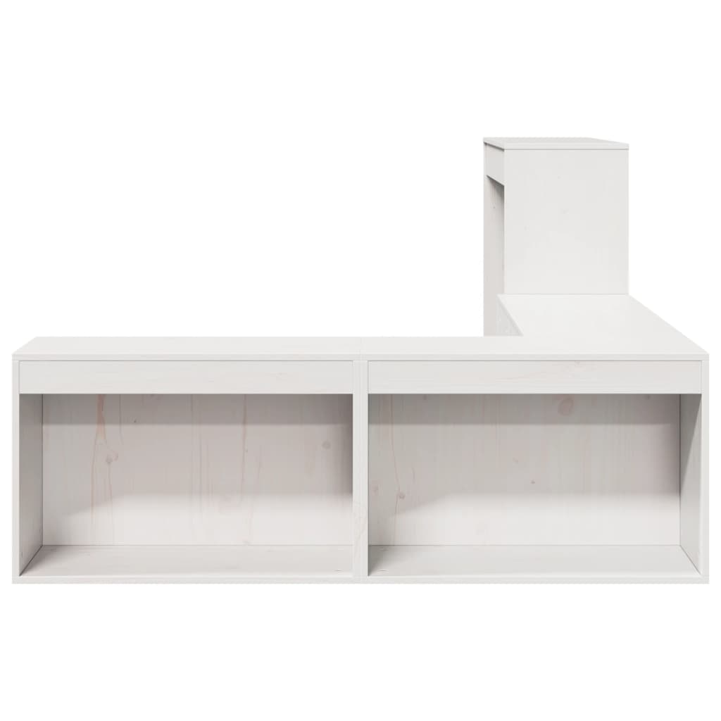 vidaXL Bedside Cabinet with Desk White 232x112x75 cm Solid Wood Pine