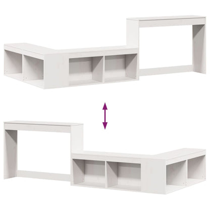 vidaXL Bedside Cabinet with Desk White 232x112x75 cm Solid Wood Pine