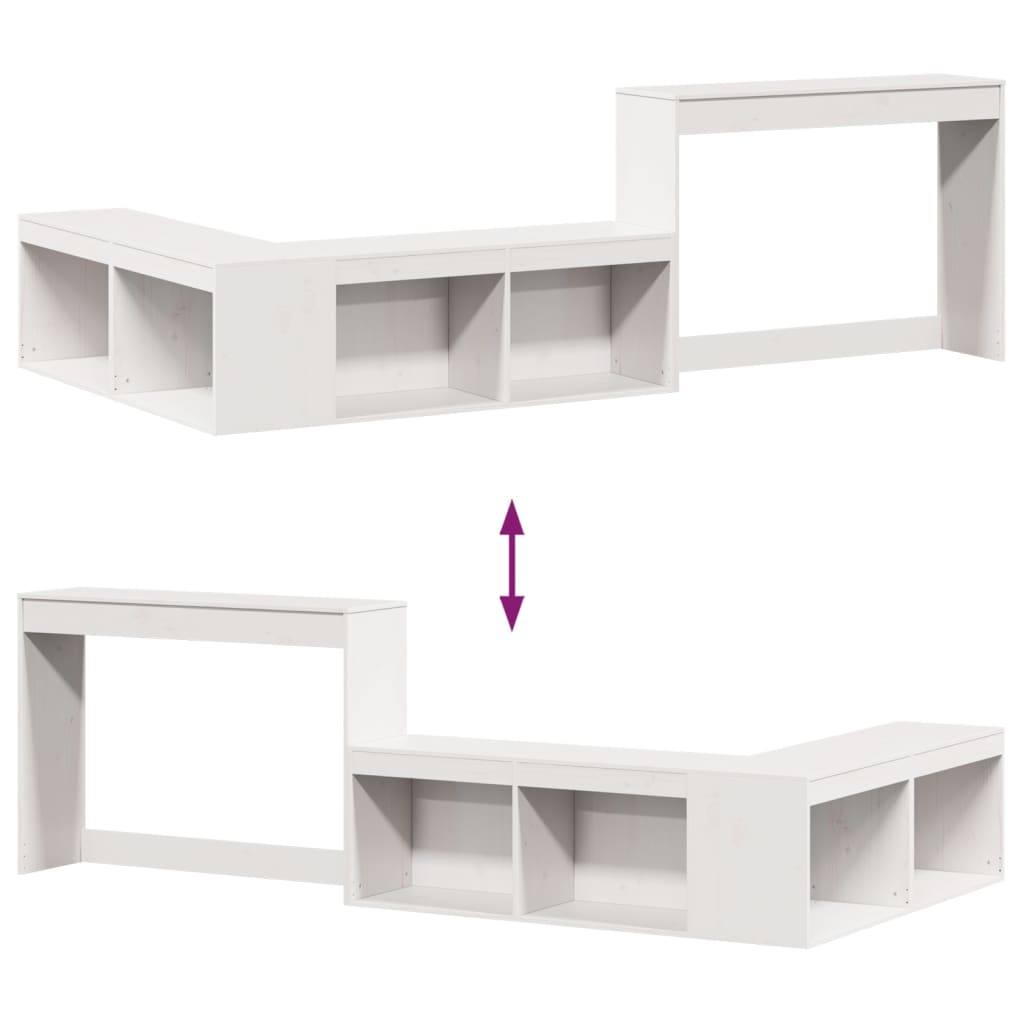 vidaXL Bedside Cabinet with Desk White 232x112x75 cm Solid Wood Pine