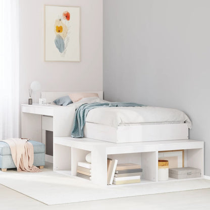 vidaXL Bedside Cabinet with Desk White 232x112x75 cm Solid Wood Pine