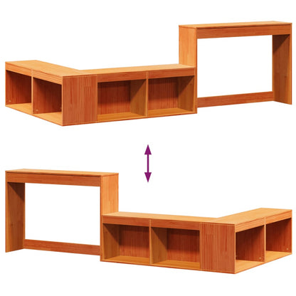 vidaXL Bedside Cabinet with Desk Wax Brown 232x112x75 cm Solid Wood Pine