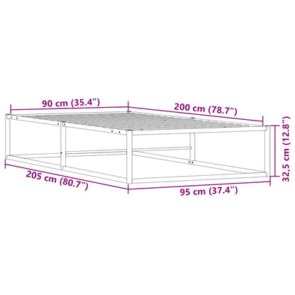 vidaXL Bed Frame without Mattress White 90x200 cm Metal