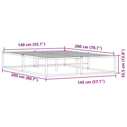 vidaXL Bed Frame without Mattress White 140x200 cm Metal