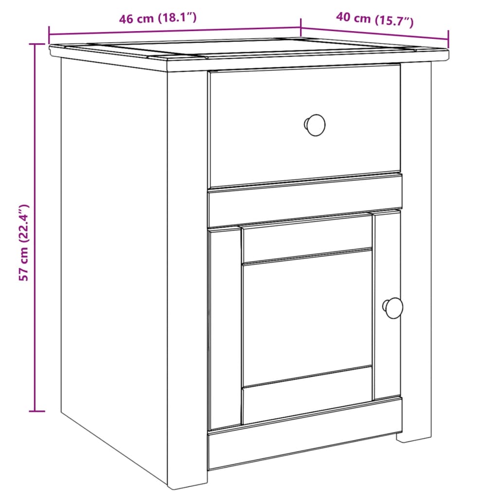 vidaXL Bedside Cabinet PANAMA 46x40x57 cm Solid Wood Pine