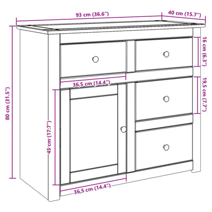 vidaXL Sideboard with Drawers PANAMA 93x40x80 cm Solid Wood Pine