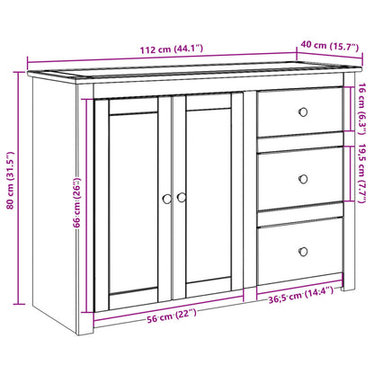 vidaXL Sideboard with Drawers PANAMA 112x40x80 cm Solid Wood Pine