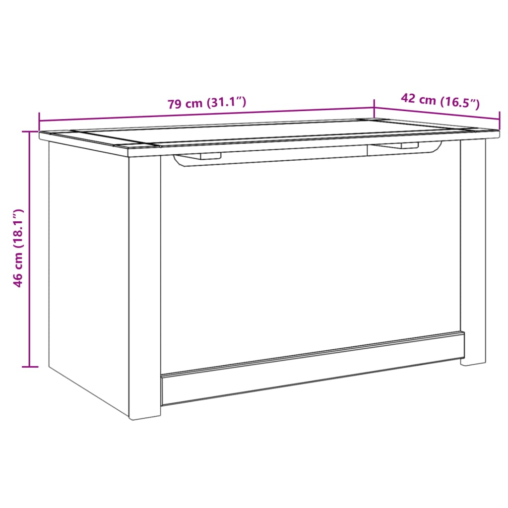 vidaXL Storage Chest with Lid PANAMA 79x42x46 cm Solid Wood Pine