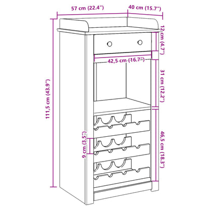 vidaXL Wine Cabinet PANAMA 57x40x111.5 cm Solid Wood Pine