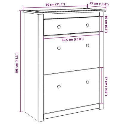 vidaXL Shoe Cabinet PANAMA 80x35x105 cm Solid Wood Pine