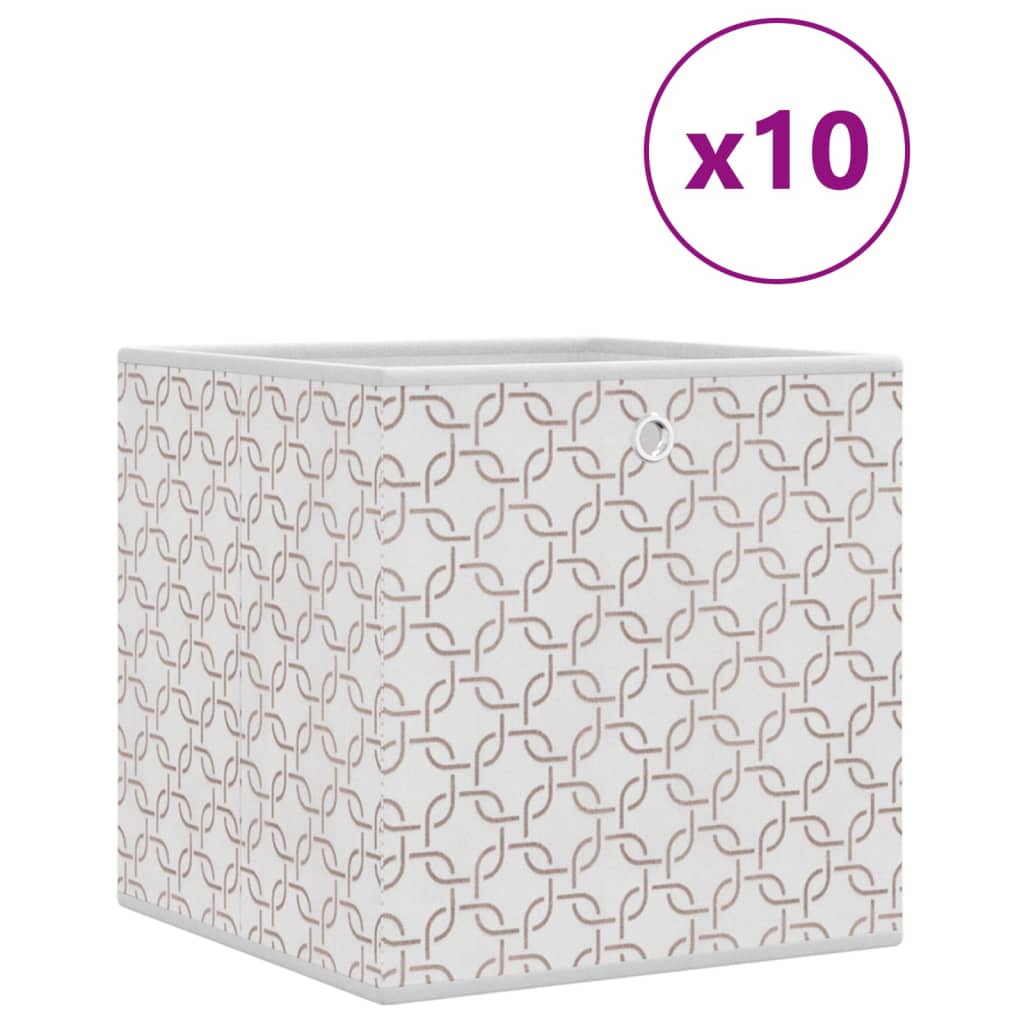 vidaXL Foldable Storage Boxes 10 pcs Cream 32x32x32 cm Non-woven Fabric
