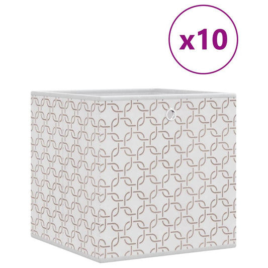 vidaXL Foldable Storage Boxes 10 pcs Cream 32x32x32 cm Non-woven Fabric