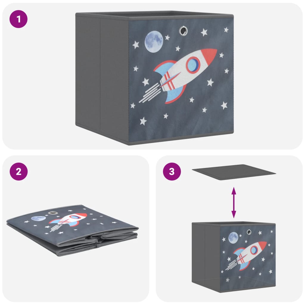vidaXL Foldable Storage Boxes 4 pcs Grey 32x32x32 cm Non-woven Fabric