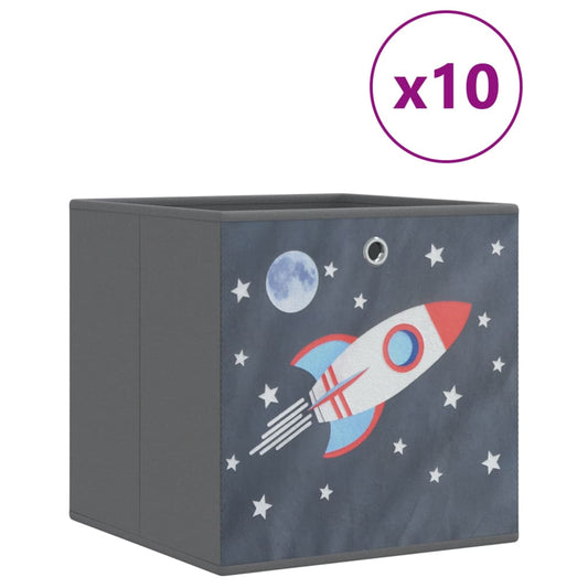 vidaXL Foldable Storage Boxes 10 pcs Grey 32x32x32 cm Non-woven Fabric