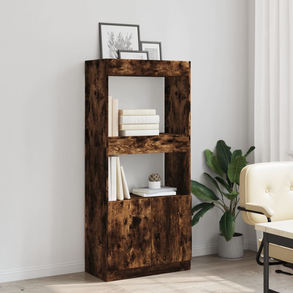 vidaXL Highboard Smoked Oak 63x33x140 cm Engineered Wood