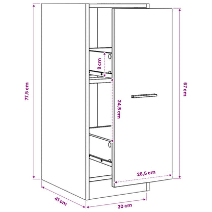 vidaXL Apothecary Cabinet Black 30x41x77,5 cm Engineered Wood
