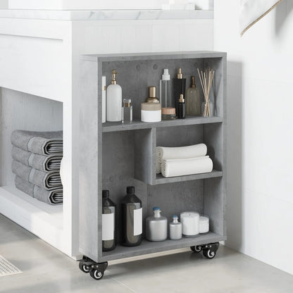 vidaXL Narrow Storage Trolley Concrete Grey 48x13x68cm Engineered Wood