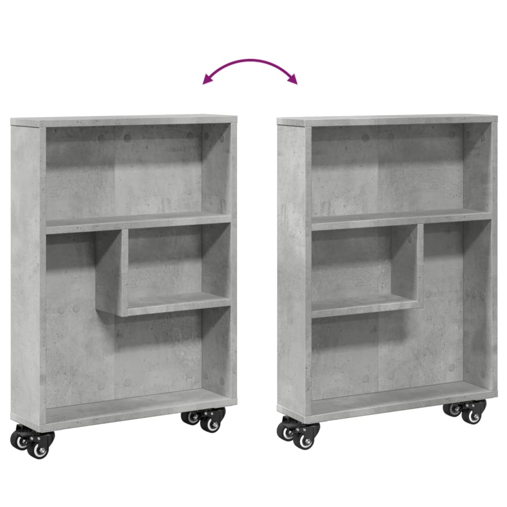 vidaXL Narrow Storage Trolley Concrete Grey 48x13x68cm Engineered Wood