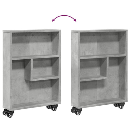 vidaXL Narrow Storage Trolley Concrete Grey 48x13x68cm Engineered Wood