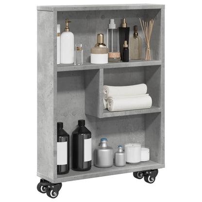 vidaXL Narrow Storage Trolley Concrete Grey 48x13x68cm Engineered Wood