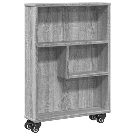 vidaXL Narrow Storage Trolley Grey Sonoma 48x13x68 cm Engineered Wood