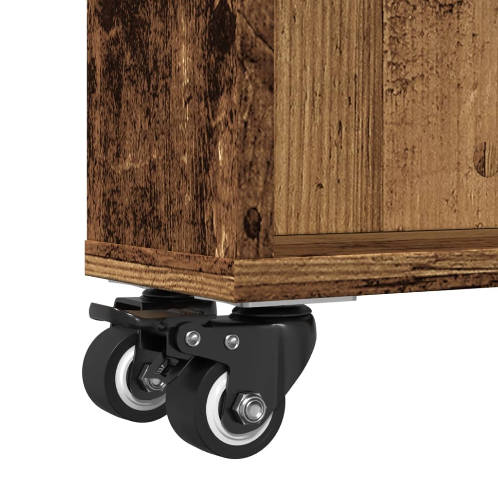 vidaXL Narrow Storage Trolley Old Wood 48x13x68 cm Engineered Wood