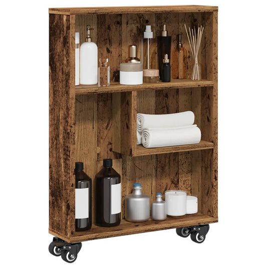 vidaXL Narrow Storage Trolley Old Wood 48x13x68 cm Engineered Wood