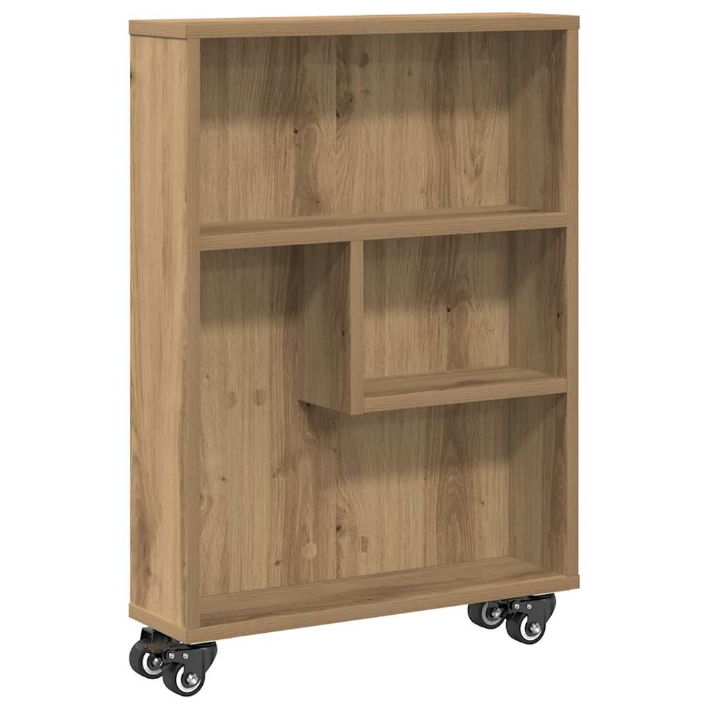 vidaXL Narrow Storage Trolley Artisian Oak 48x13x68 cm Engineered Wood