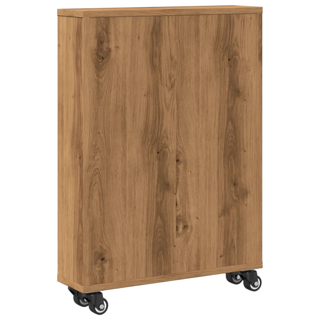 vidaXL Narrow Storage Trolley Artisian Oak 48x13x68 cm Engineered Wood