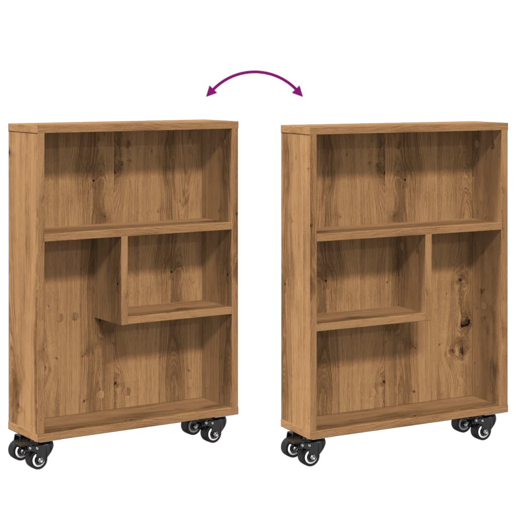 vidaXL Narrow Storage Trolley Artisian Oak 48x13x68 cm Engineered Wood