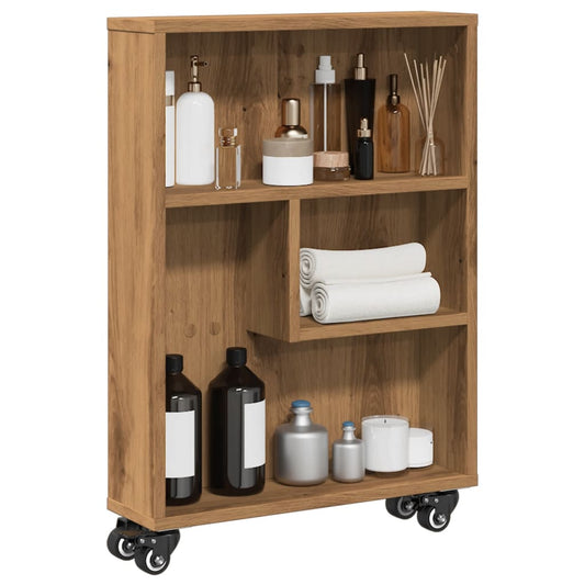 vidaXL Narrow Storage Trolley Artisian Oak 48x13x68 cm Engineered Wood