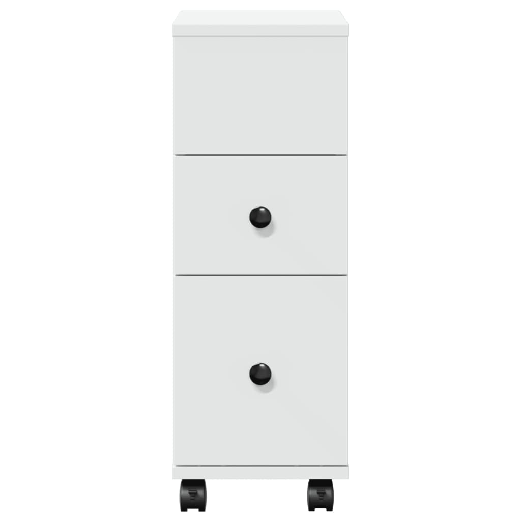 vidaXL Narrow Bathroom Cabinet with Wheels White Engineered Wood