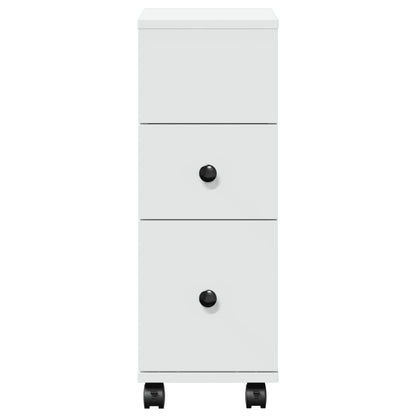 vidaXL Narrow Bathroom Cabinet with Wheels White Engineered Wood