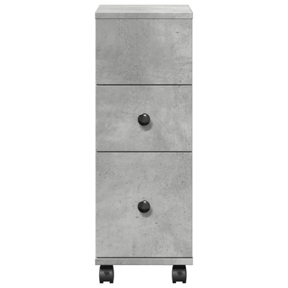 vidaXL Narrow Bathroom Cabinet with Wheels Concrete Grey Engineered Wood