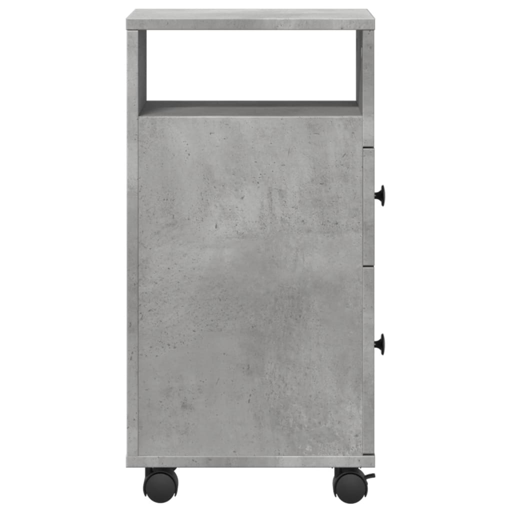 vidaXL Narrow Bathroom Cabinet with Wheels Concrete Grey Engineered Wood
