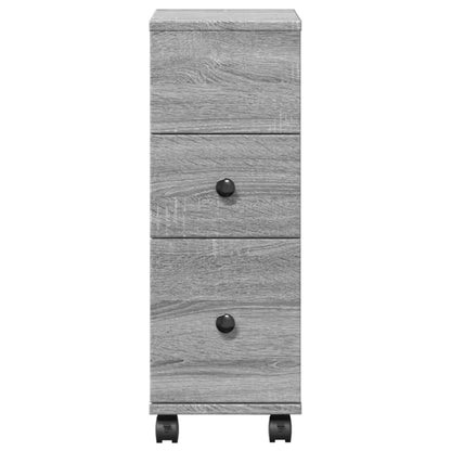 vidaXL Narrow Bathroom Cabinet with Wheels Grey Sonoma Engineered Wood