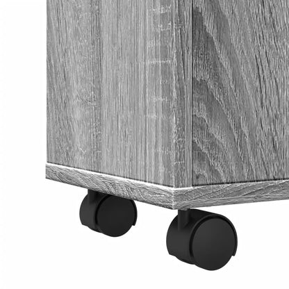 vidaXL Narrow Bathroom Cabinet with Wheels Grey Sonoma Engineered Wood