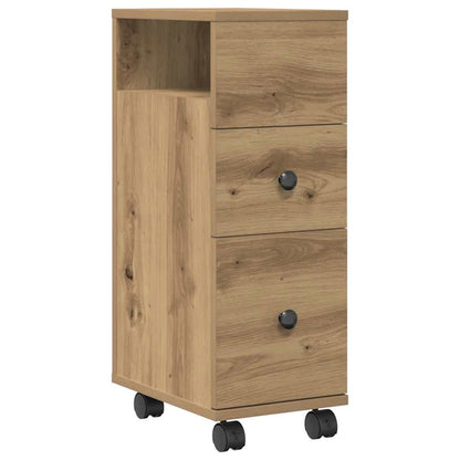 vidaXL Narrow Bathroom Cabinet with Wheels Artisian Oak Engineered Wood