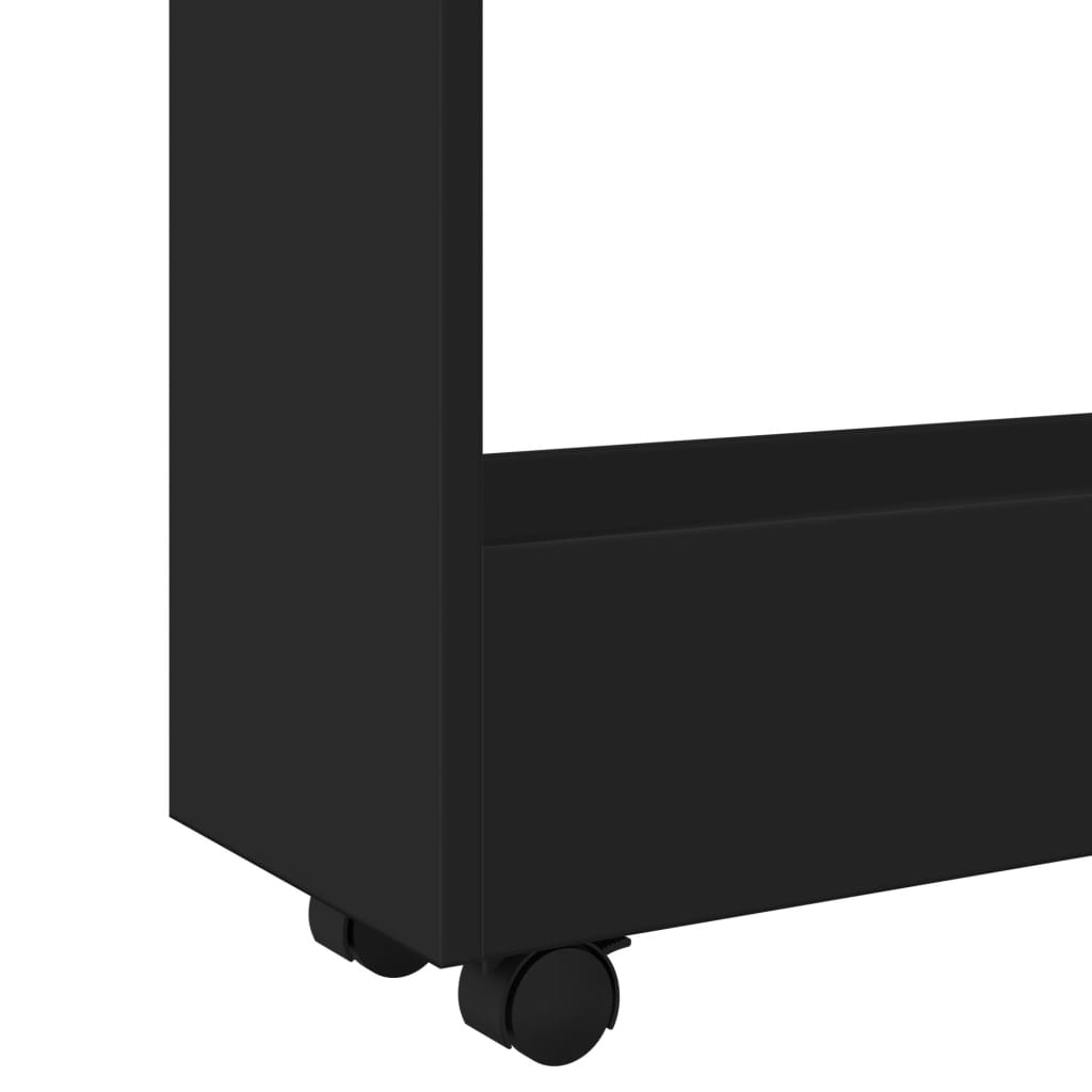vidaXL Narrow Storage Trolley 3 Tier Black Engineered Wood