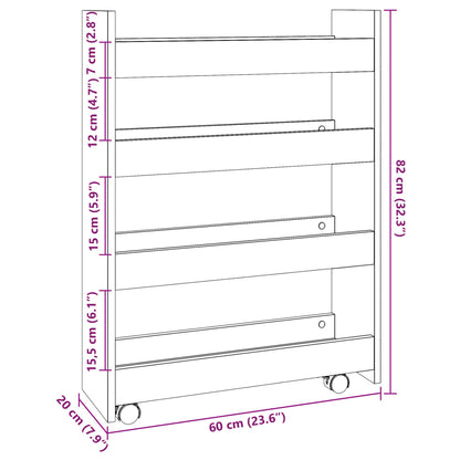 vidaXL Narrow Storage Trolley 4 Tier White Engineered Wood