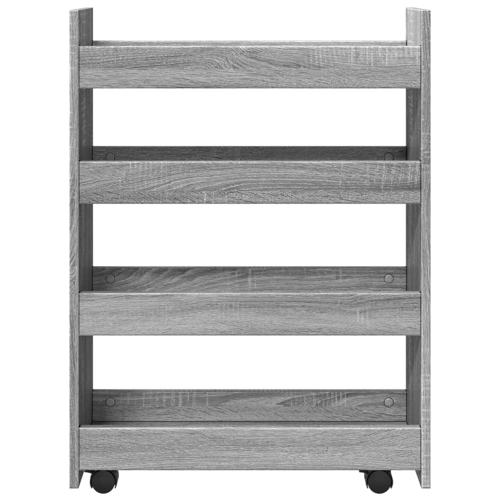 vidaXL Narrow Storage Trolley 4 Tier Grey Sonoma Engineered Wood