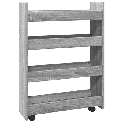 vidaXL Narrow Storage Trolley 4 Tier Grey Sonoma Engineered Wood