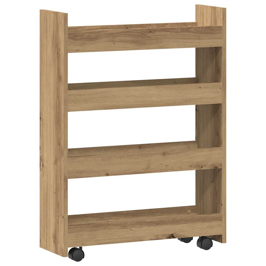 vidaXL Narrow Storage Trolley 4 Tier Artisian Oak Engineered Wood